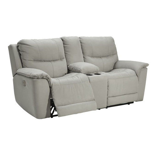 Ashley Furniture Next Gen Gaucho Fossil Power Reclining  Console Loveseats With Adjustable Headrest