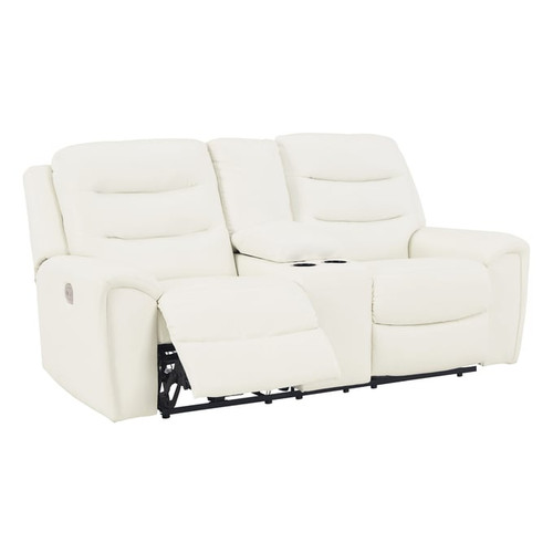 Ashley Furniture Warlin PU Power Reclining Loveseats With Console