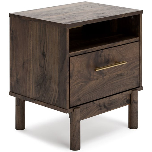 Ashley Furniture Calverson Mocha Wood One Drawer Night Stand