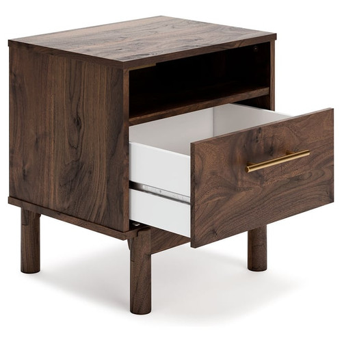 Ashley Furniture Calverson Mocha Wood One Drawer Night Stand