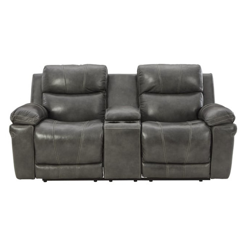 Ashley Furniture Edmar Charcoal Power Recliner Loveseats With Console And Adjustable Headrest