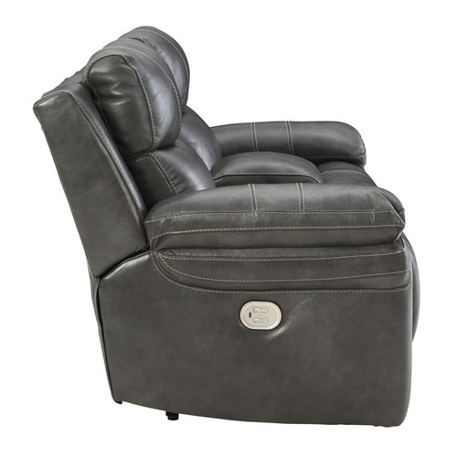 Ashley Furniture Edmar Charcoal Power Recliner Loveseats With Console And Adjustable Headrest