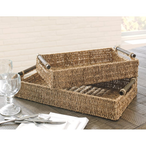 Ashley Furniture Halima Tan 2pc Tray Sets