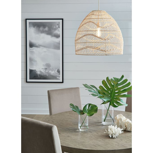 Ashley Furniture Coenbell Beige Rattan Pendant Light