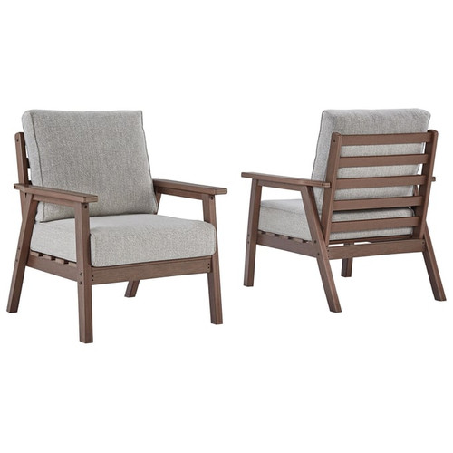 2 Ashley Furniture Emmeline Beige Brown Lounge Chairs With Cushion