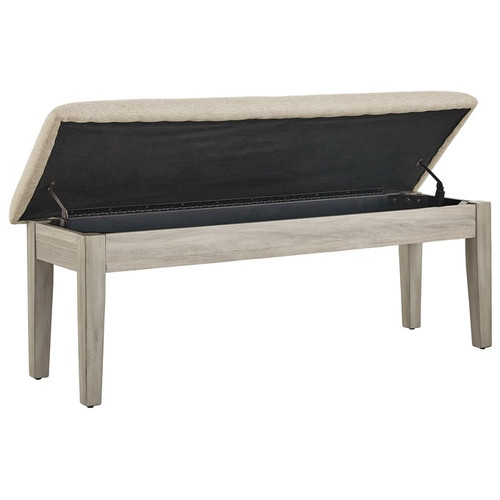 Ashley Furniture Parellen Beige Gray Upholstered Storage Bench