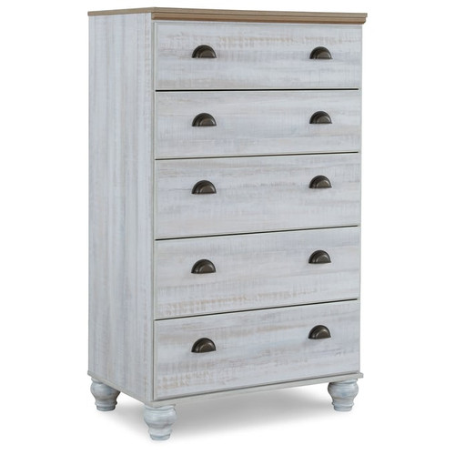 Ashley Furniture Haven Bay Weathered White Five Drawer Chest