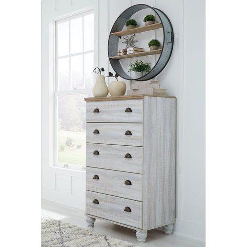 Ashley Furniture Haven Bay Weathered White Five Drawer Chest