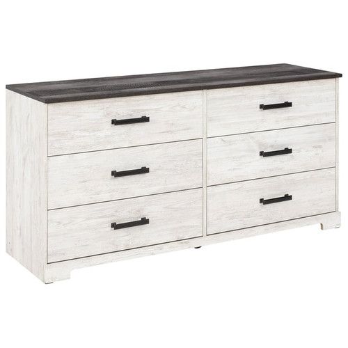 Ashley Furniture Shawburn Whitewash Charcoal Gray Six Drawer Dresser