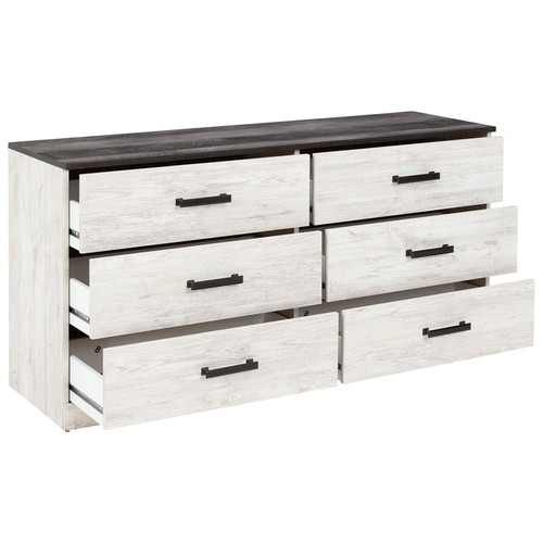 Ashley Furniture Shawburn Whitewash Charcoal Gray Six Drawer Dresser