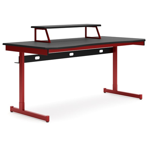 Ashley Furniture Lynxtyn Red Black Home Office Desk With Monitor Stand