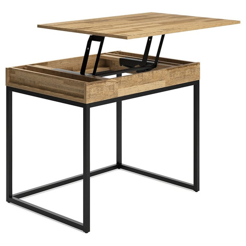 Ashley Furniture Gerdanet Light Brown Black Home Office Lift Top Desk