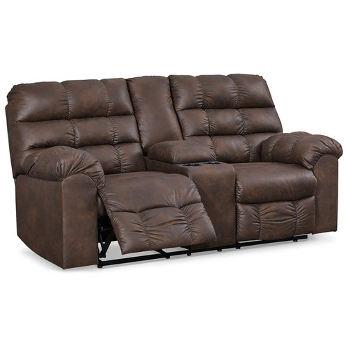 Ashley Furniture Derwin Nut Double Reclining Loveseats With Console