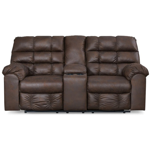 Ashley Furniture Derwin Nut Double Reclining Loveseats With Console