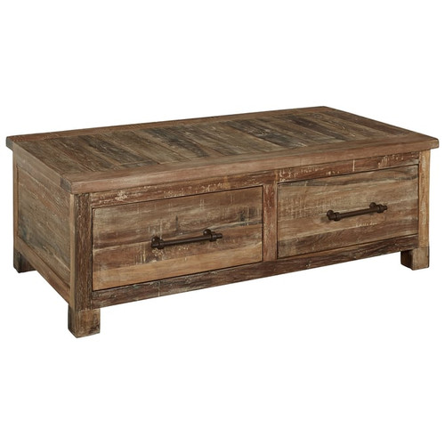 Ashley Furniture Randale Distressed Brown Storage Cocktail Table
