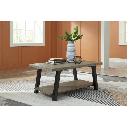 Ashley Furniture Brennegan Gray Black Rectangular Cocktail Table