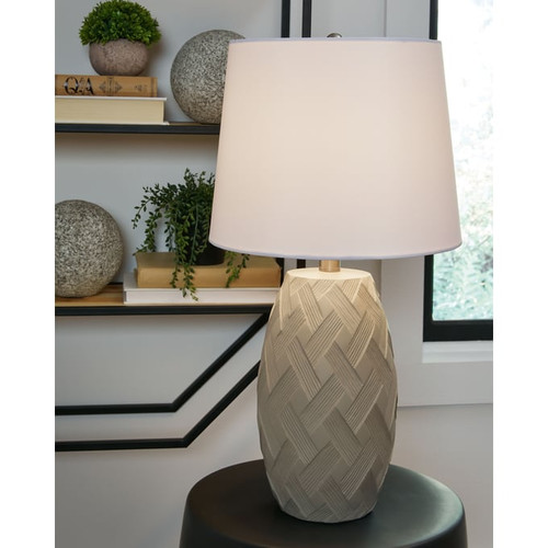 2 Ashley Furniture Tamner Taupe Poly Table Lamps