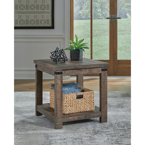 Ashley Furniture Hollum Rustic Brown Square End Table