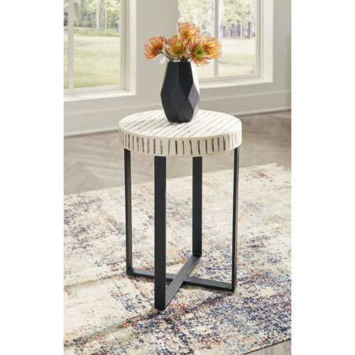 Ashley Furniture Crewridge Black Cream Accent Table