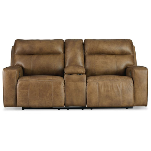 Ashley Furniture Game Plan Power Reclining Console Loveseats With Adjustable Headrest