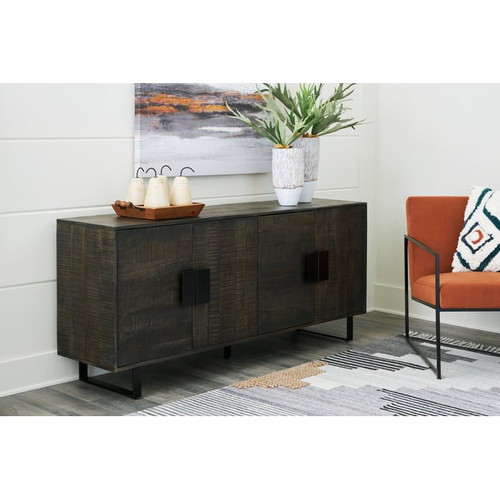 Ashley Furniture Kevmart Grayish Brown Black Accent Cabinet
