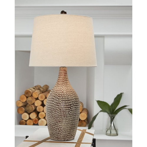 2 Ashley Furniture Laelman Brown Gray Poly Table Lamps