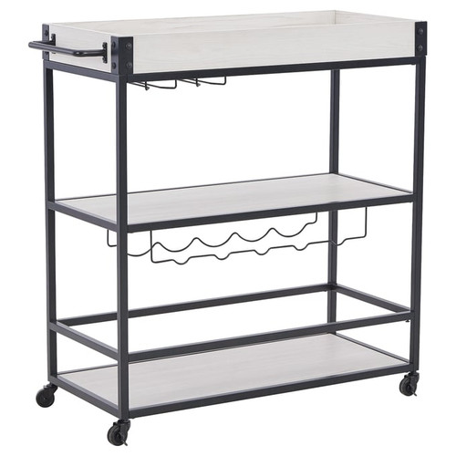 Ashley Furniture Bayflynn White Black Bar Cart