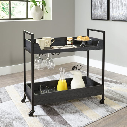 Ashley Furniture Yarlow Black Gray Bar Cart