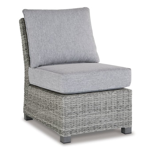 Ashley Furniture Naples Beach Light Gray Outdoor Armless Chair With Cushion