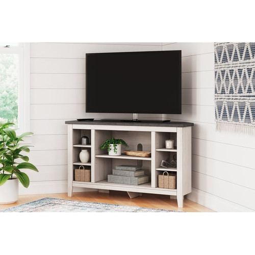 Ashley Furniture Dorrinson Gray Antiqued White Corner TV Stands