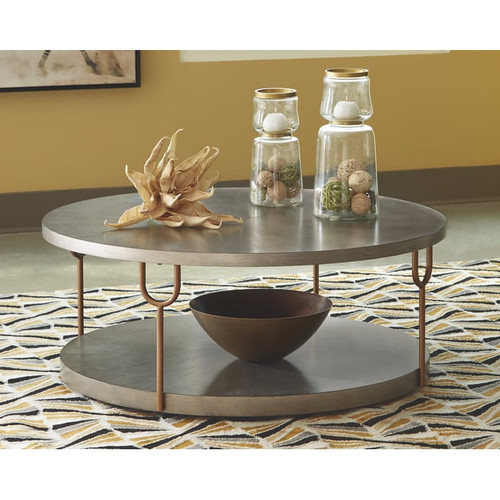 Ashley Furniture Ranoka Platinum Round Cocktail Table