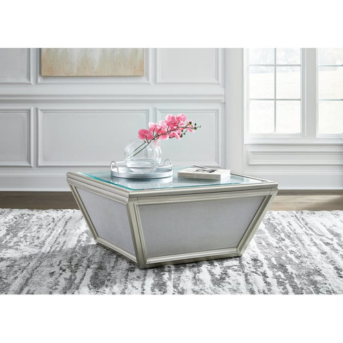 Ashley Furniture Traleena Silver Square Cocktail Table