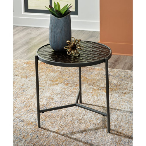 Ashley Furniture Doraley Brown Gray Round End Table