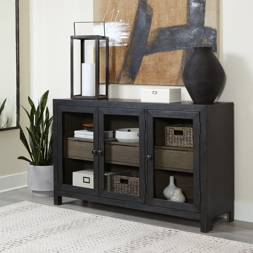 Ashley Furniture Lenston Black Gray Accent Cabinet
