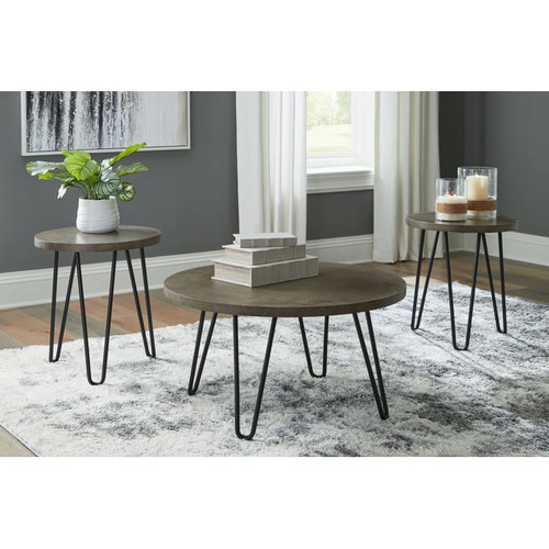 Ashley Furniture Hadasky Two Tone 3pc Occasional Table Set