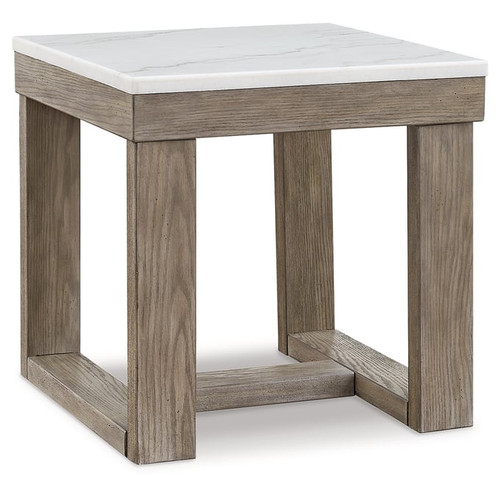 Ashley Furniture Loyaska Brown Ivory Square End Table