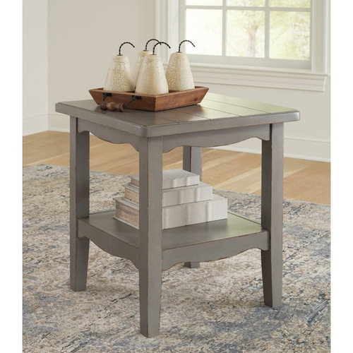 Ashley Furniture Charina Antique Gray Square End Table