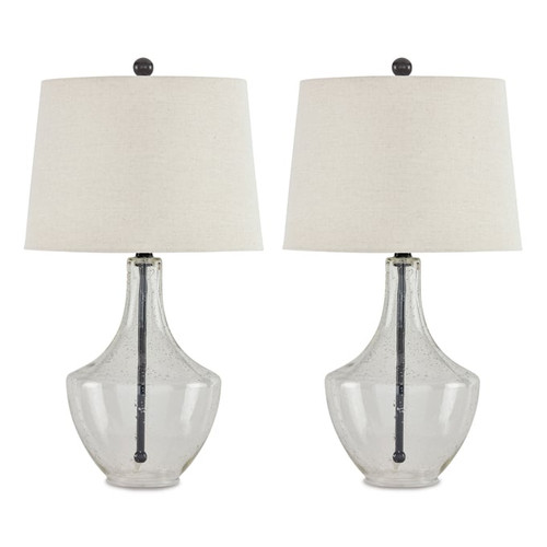 2 Ashley Furniture Gregsby Clear Black Glass Table Lamps