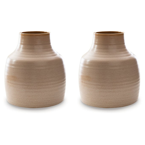 2 Ashley Furniture Millcott Tan Ceramic Vases