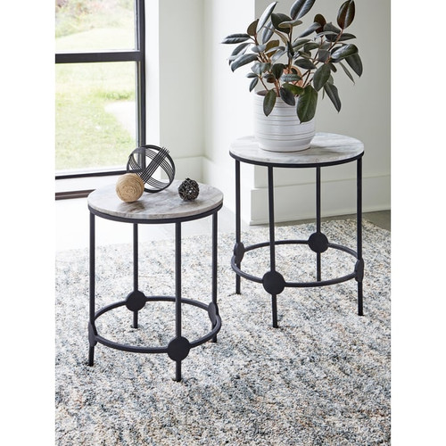 Ashley Furniture Beashaw Gray Black 2pc Accent Table Set