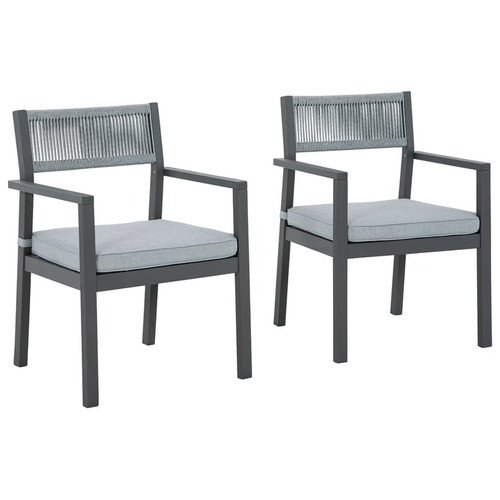2 Ashley Furniture Eden Town Light Gray Outdoor Arm Chairs With Cushion