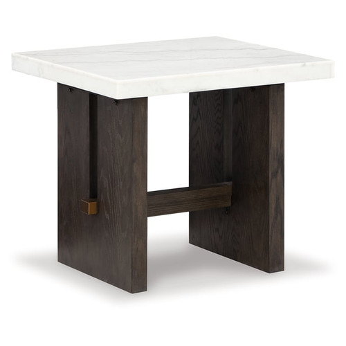 Ashley Furniture Burkhaus White Dark Brown Rectangular End Table