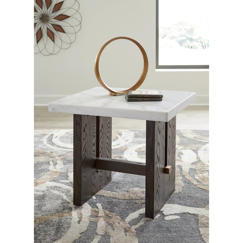 Ashley Furniture Burkhaus White Dark Brown Rectangular End Table