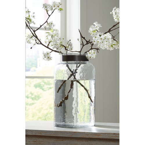 Ashley Furniture Lukasvale Clear Glass Pewter Vase