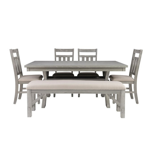 Powell Furniture Turino Weathered Grey Tan 6pc Dining Room Set