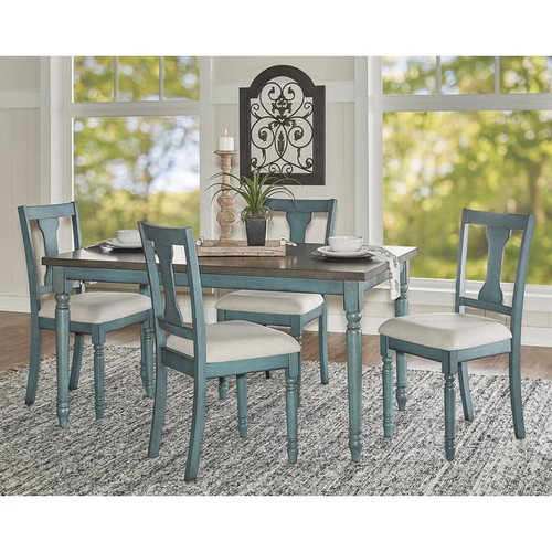Powell Furniture Willow Teal Blue 5pc Dining Set