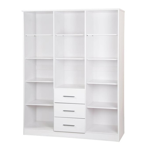 Palace Imports Cosmo White 3 Raised Panel Door Wardrobe With 10 Shelves