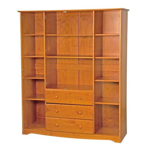 Palace Imports Family Honey Pine 8 Small and 2 Large Shelf Wardrobe