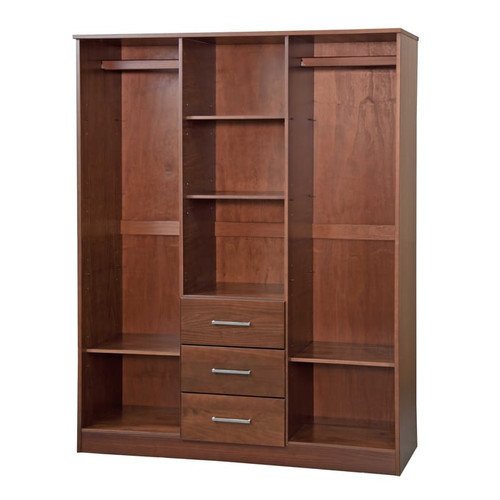 Palace Imports Cosmo Mocha 3 Raised Panel Door Wardrobe With 4 Shelves