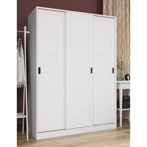 Palace Imports White 3 Sliding Door Wardrobe with 7 Shelves